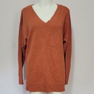 Rust V-Neck Women's Sweater
